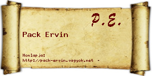 Pack Ervin névjegykártya