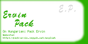 ervin pack business card